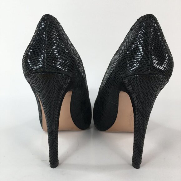BCBGeneration Parade Embossed Snakeskin Black Platform Pumps Heels Size 7B - Picture 6 of 13